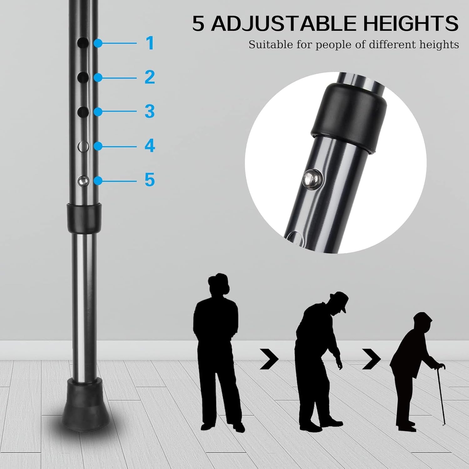 Hold 440 Lbs Folding Canes with Seat Walking Stick Height Adjustment Cane Seat Capacity Frosted Handle with Magnetic Therapy Stone Crutches Stool