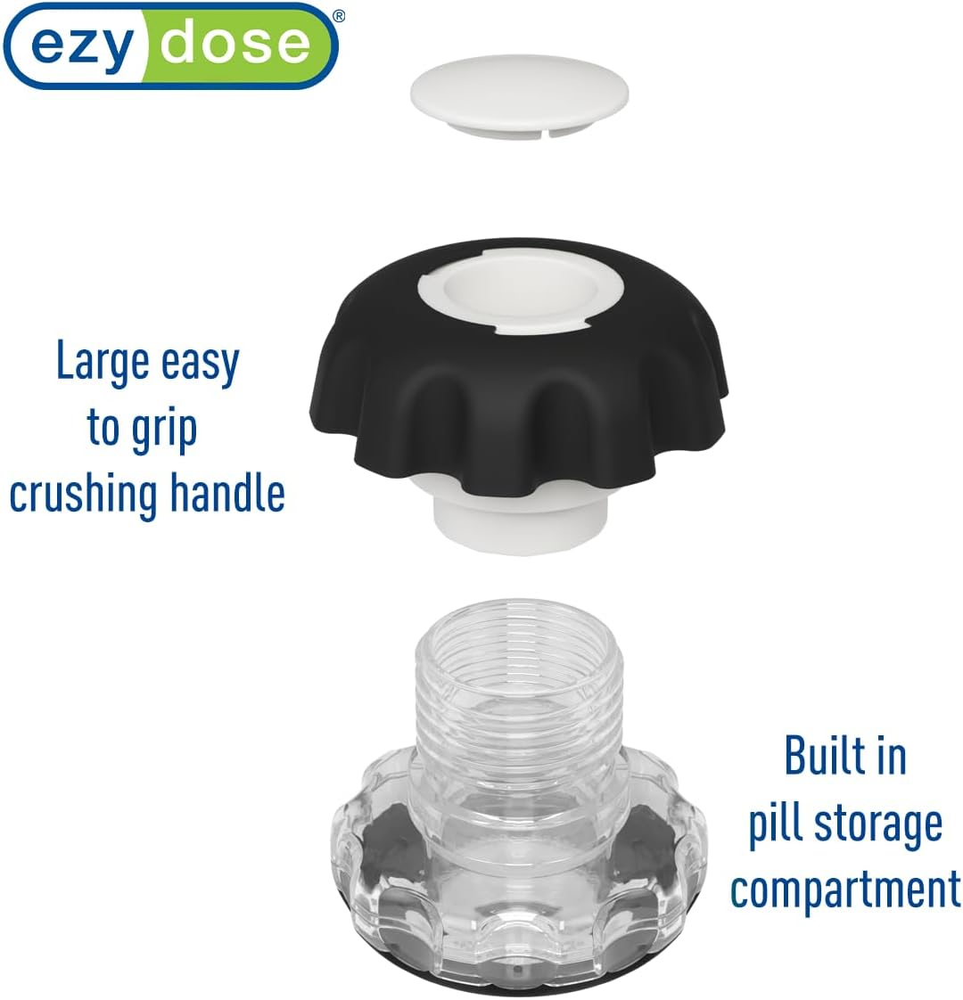 EZY DOSE Pill Crusher & Grinder – Effortless Medication Crushing with Storage Compartment (Blue, BPA-Free)