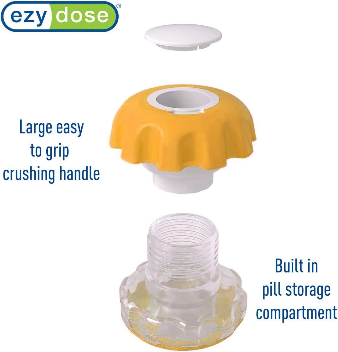 EZY DOSE Pill Crusher & Grinder – Effortless Medication Crushing with Storage Compartment (Blue, BPA-Free)