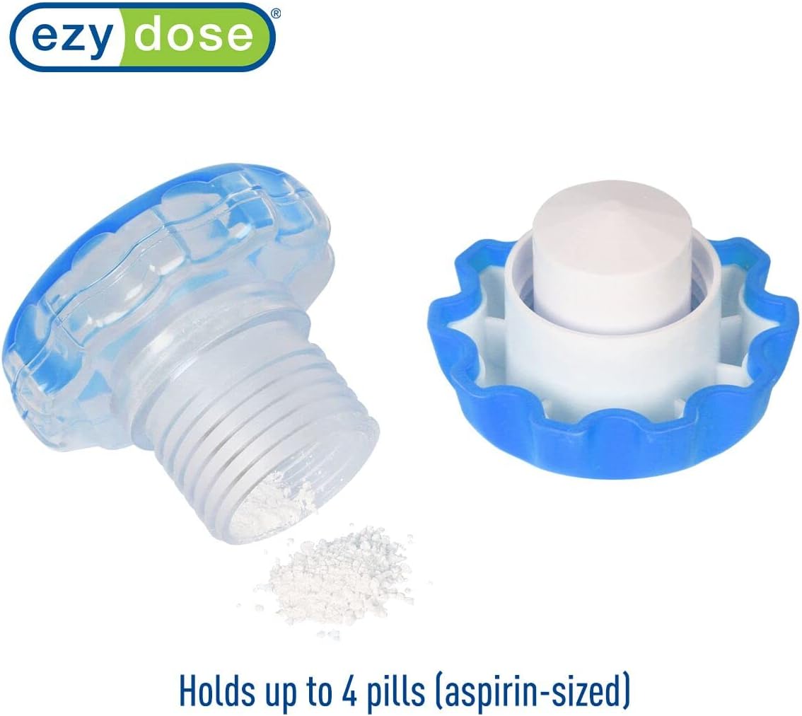 EZY DOSE Pill Crusher & Grinder – Effortless Medication Crushing with Storage Compartment (Blue, BPA-Free)