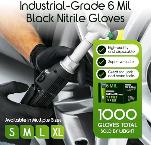 Inspire Black Nitrile Gloves – Heavy Duty 6 Mil, Chemical Resistant, Disposable, 100 Count