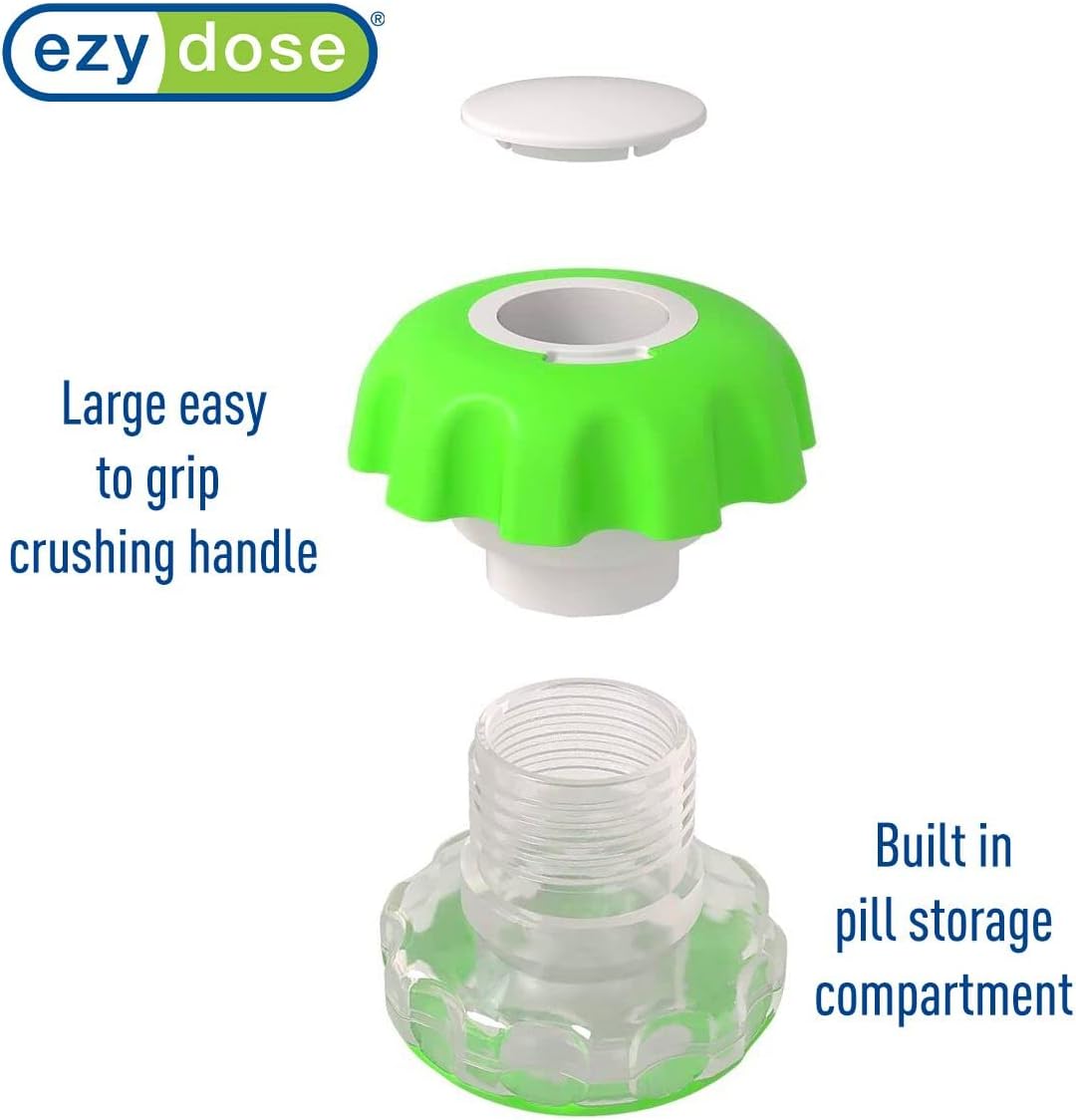 EZY DOSE Pill Crusher & Grinder – Effortless Medication Crushing with Storage Compartment (Blue, BPA-Free)