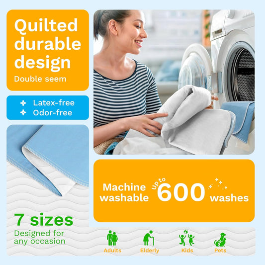 Washable Underpads - Large Bed Pads for Use as Incontinence Bed Pads, Reusable Pet Pads, Great for Dogs, Cats, Bunny, Seniors Bed Pad (Pack of 2 - 41X41)
