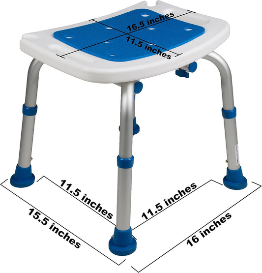 Bathroom Bench Shower Chair Safety Seat, Adjustable Grip Traction, Portable Medical Senior Aid, Foam Padded