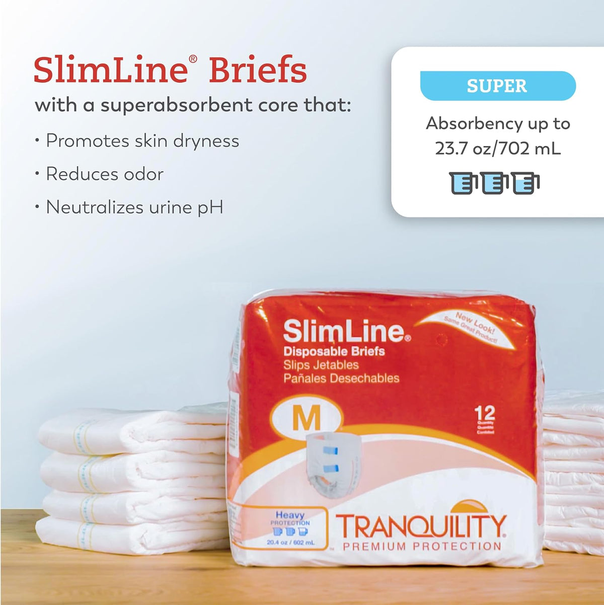 Slimline Adult Diapers with Tabs, X-Small, 10 Ct