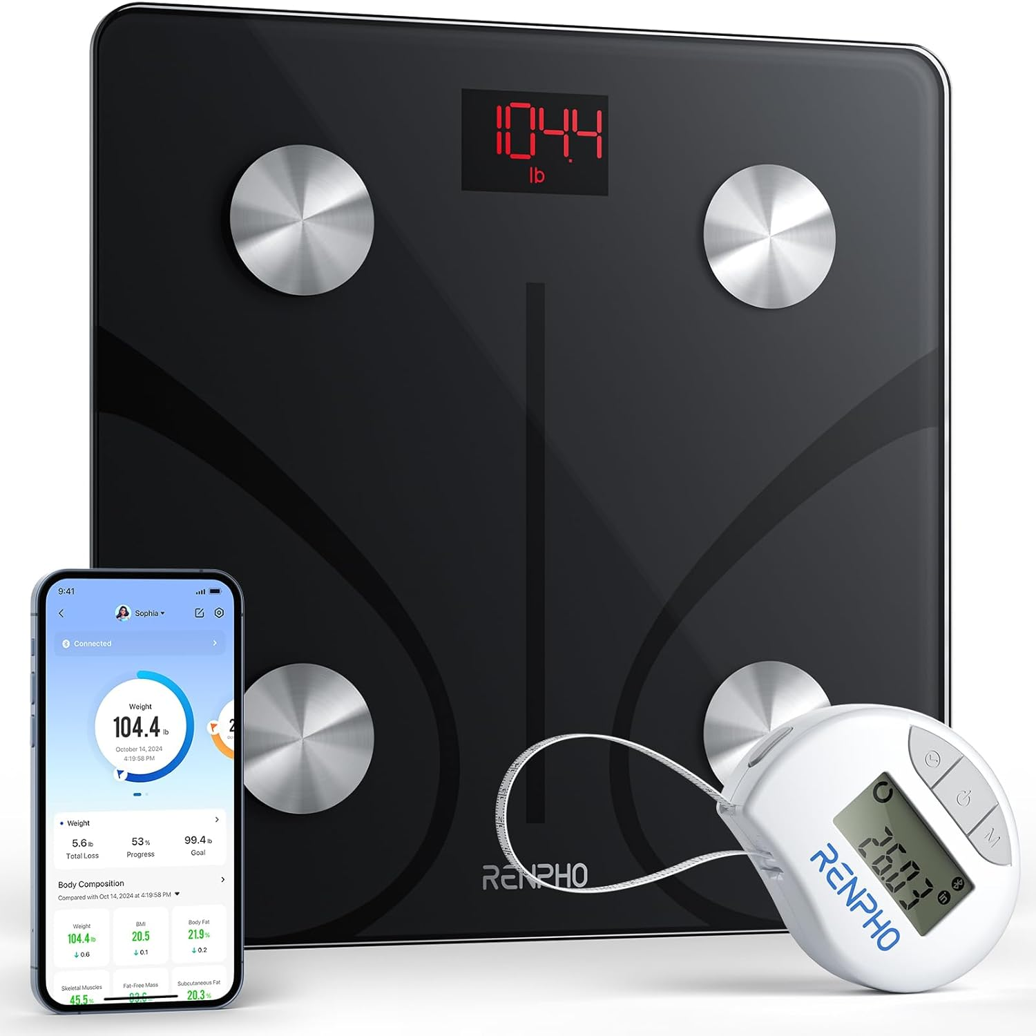 Bluetooth Digital Body Fat Scale, BMI & Health Composition Monitor with App Connectivity
