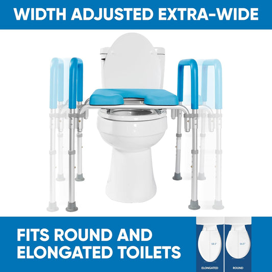 Original Ultimate Padded Raised Toilet Seat with Handles, Riser for Seniors with Adjusted Height & Width, FSA HSA Eligible 420Lb for Elderly, Seniors, Pregnant, Fits Any Toilet