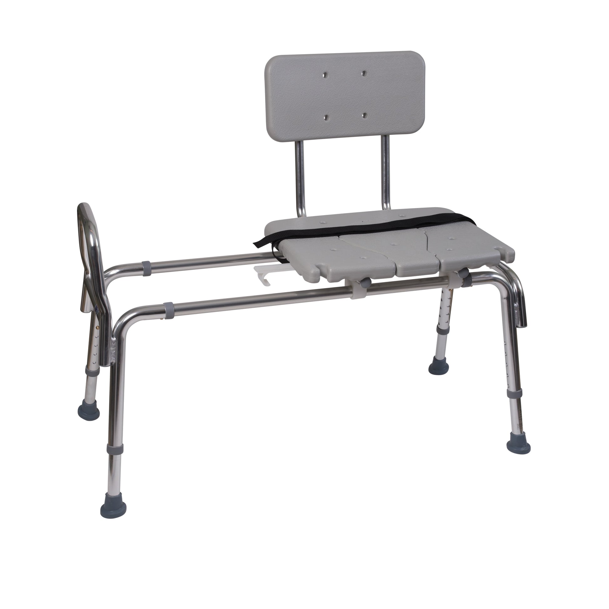 Tub Transfer Bench and Sliding Shower Chair Made of Heavy Duty Non Slip Aluminum Body and Plastic Seat with Adjustable Seat Height and Cut Out Access Holding Weight Capacity up to 400 Lbs, Gray