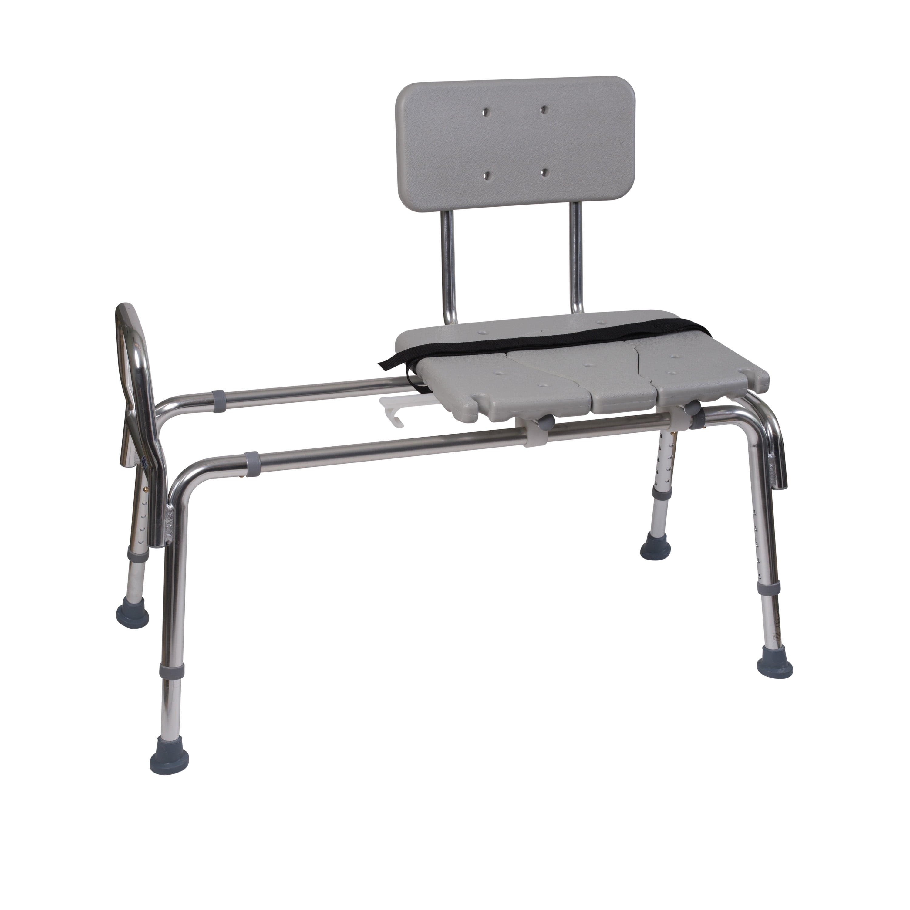 Tub Transfer Bench and Sliding Shower Chair Made of Heavy Duty Non Slip Aluminum Body and Plastic Seat with Adjustable Seat Height and Cut Out Access Holding Weight Capacity up to 400 Lbs, Gray
