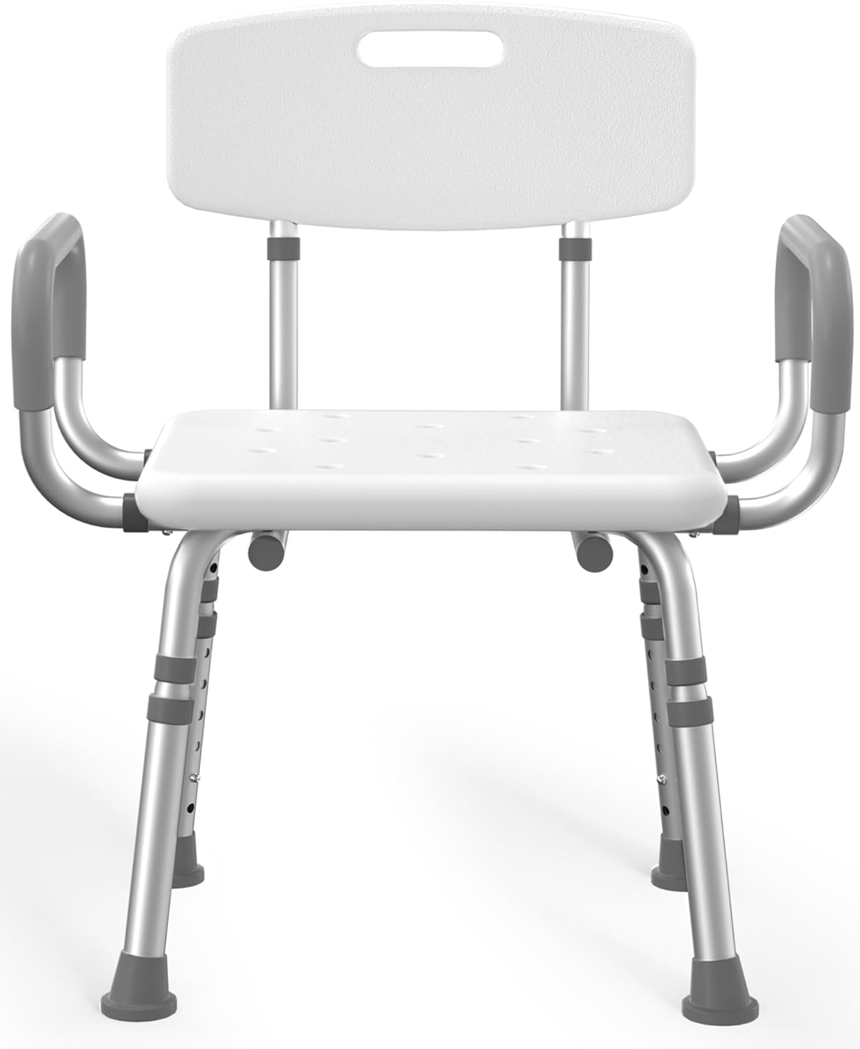 HOMLAND Heavy-Duty Shower Chair with Arms & Back – Adjustable Bath Seat for Elderly & Disabled (500 lbs)