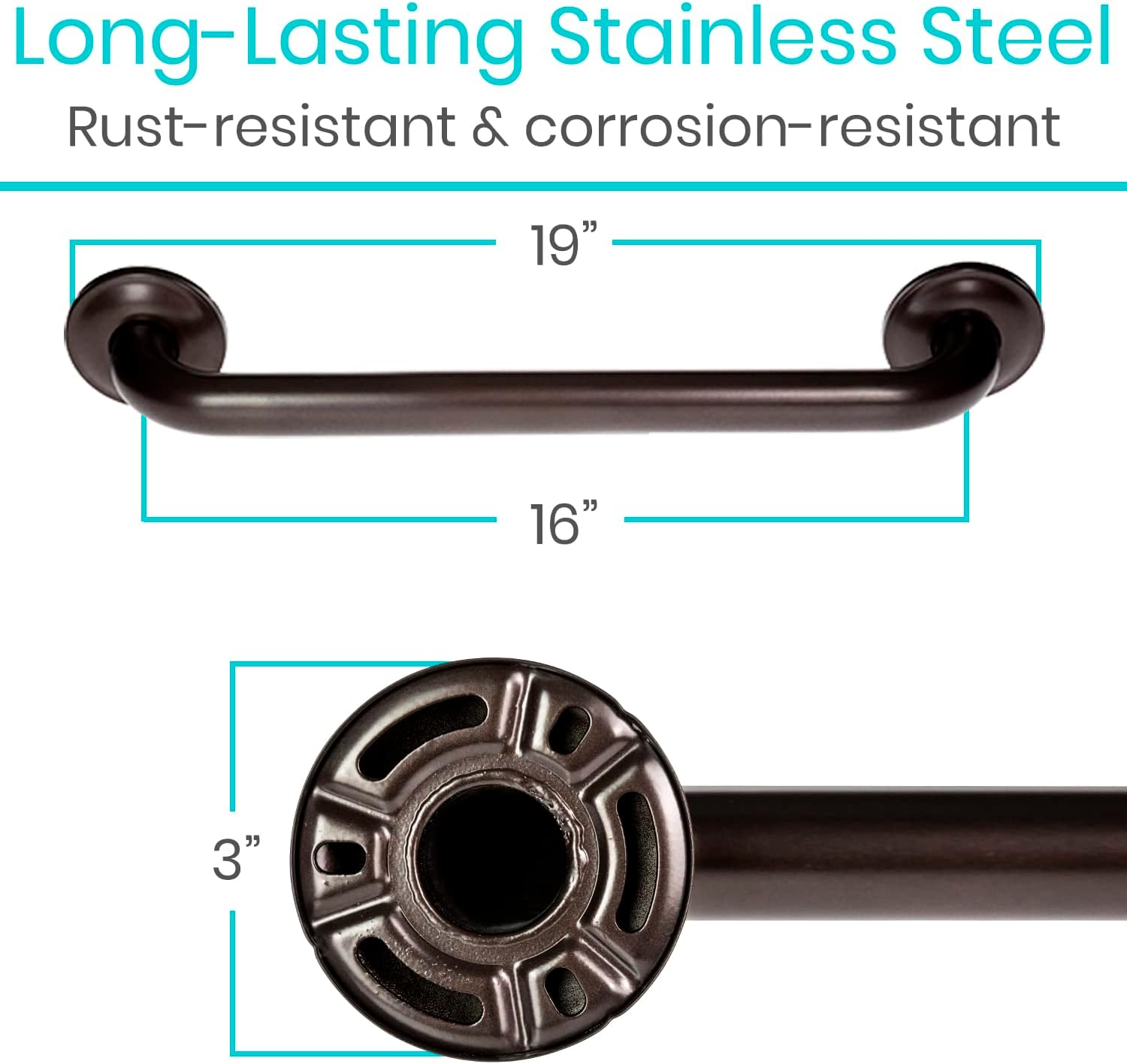 Vive Grab Bar for Bathtubs & Showers – Bathroom Safety Handrail for Elderly and Disabled (440 lbs)