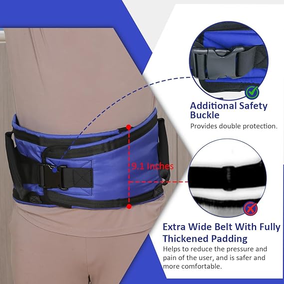 Ehucon Gait Belt for Seniors – 7 Padded Handles, Quick-Release Buckle, Lift Assist Safety Strap (Extra Large)