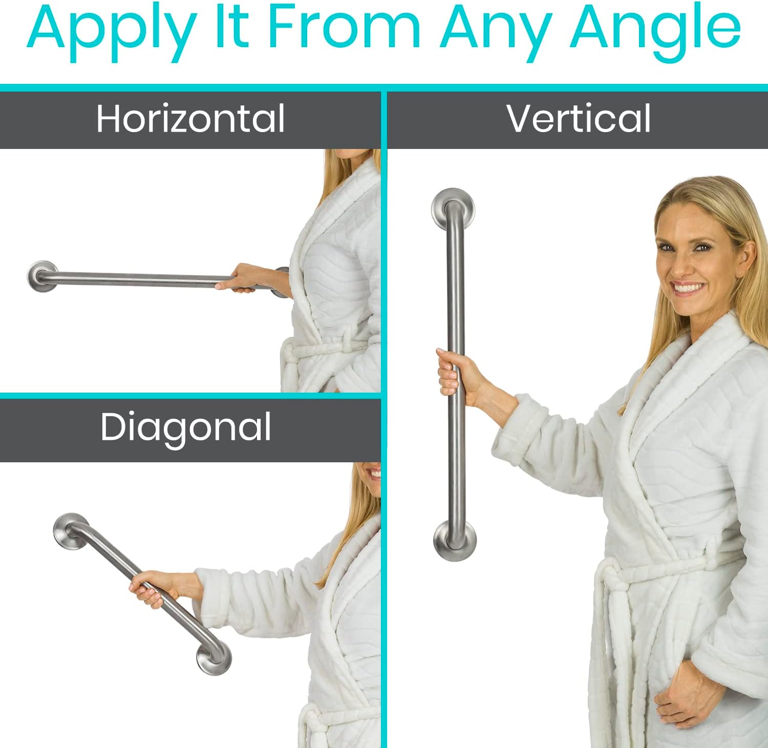 Vive Grab Bar for Bathtubs & Showers – Bathroom Safety Handrail for Elderly and Disabled (440 lbs)