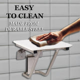 Folding Shower Chair for Elderly and Disabled | ADA Folding Shower Seat Wall Mounted Holds up to 600 Lbs | High Density Polymer Shower Chair for inside Shower 304 Stainless Steel | 34.5"X21” Left Hand