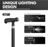 Walking Cane for Women & Men, Adjustable Lightweight LED Walking Stick with Autonomous Standing, Large Sturdy 360 Swivel Base Crutches Cane for Senior