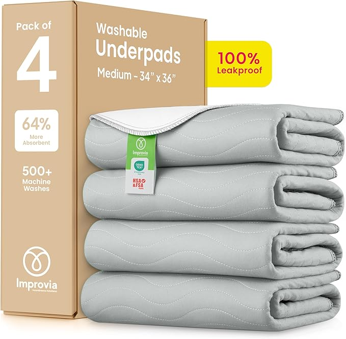 Washable Underpads – Heavy Absorbency Reusable Incontinence Pads for Adults & Elderly