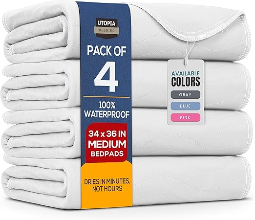 Utopia Bedding Washable Underpads – Waterproof Reusable Heavy Absorbency Incontinence Bed Pads for Adults