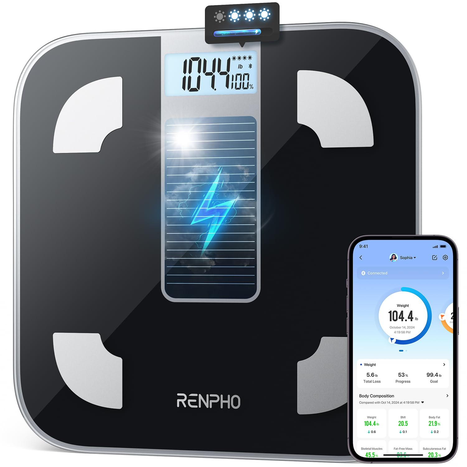 Bluetooth Digital Body Fat Scale, BMI & Health Composition Monitor with App Connectivity