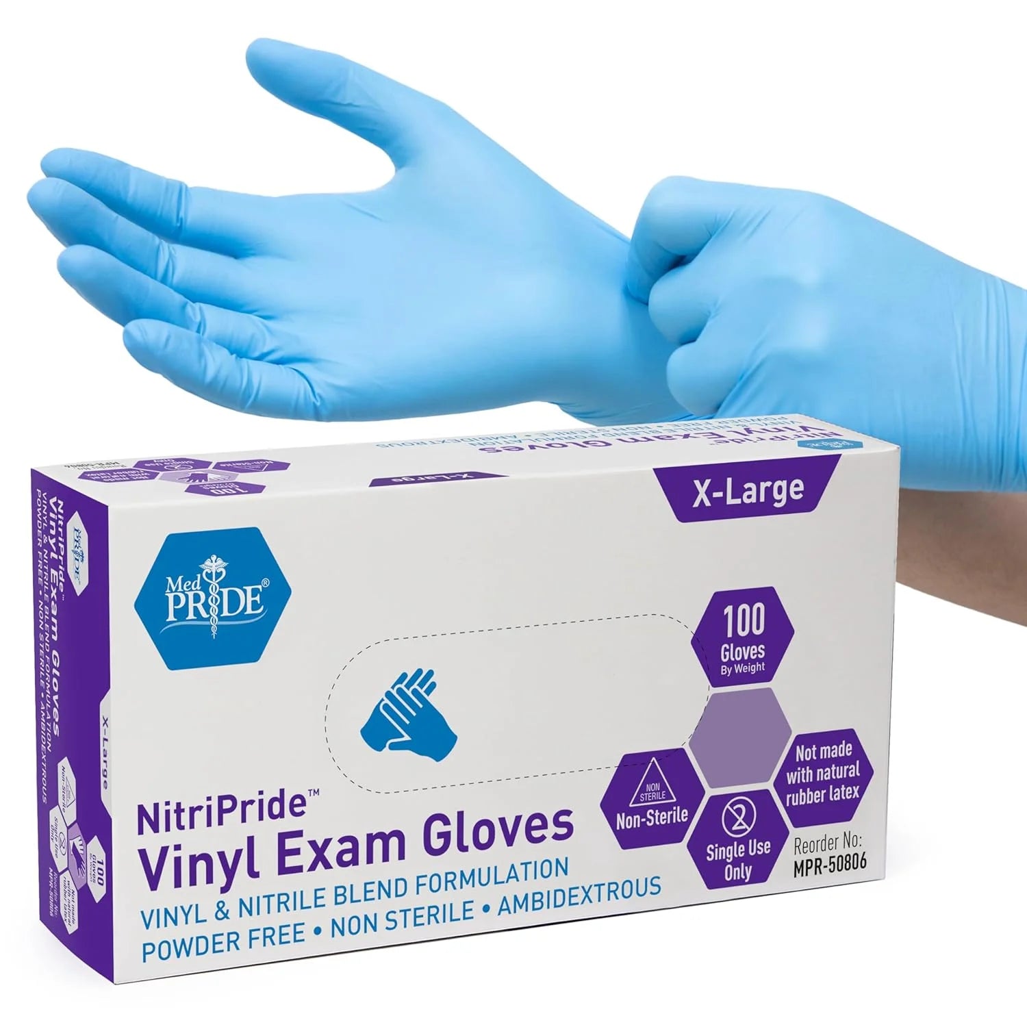 Nitrile Vinyl Disposable Gloves XL, 100 Count
