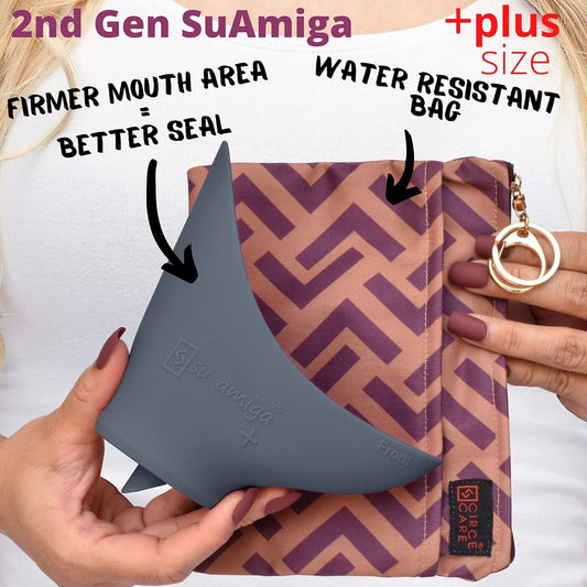 Suamiga Female Urination Device Collapsible Female Urinal; Portable Reusable Urinal for Women to Pee Standing Up; Women Pee Funnel for Travel, Camping, Hiking, Outdoor (Soft,Firm,Plus Size)