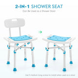 Aluminum Massage Products Heavy Duty Shower Chair with Back 500Lb Tool-Free Bath Seat