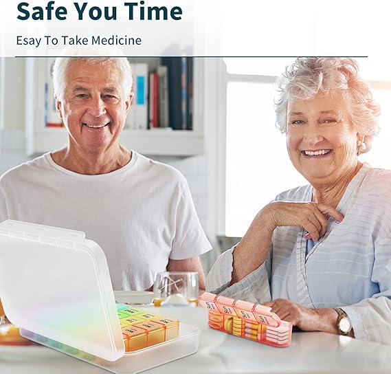 Daviky Pill Organizer – 4 Times a Day Large 7-Day Medicine Case with Removable Containers