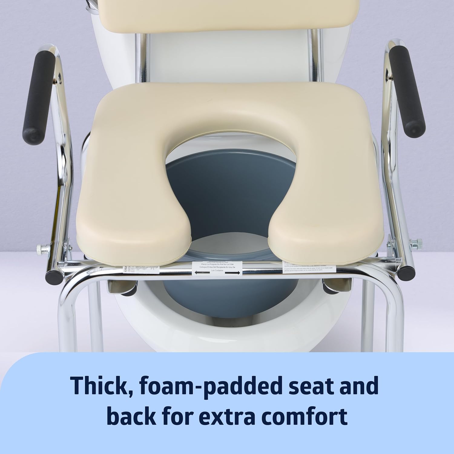 Medline Drop Arm Commode with Padded Seat & Backrest