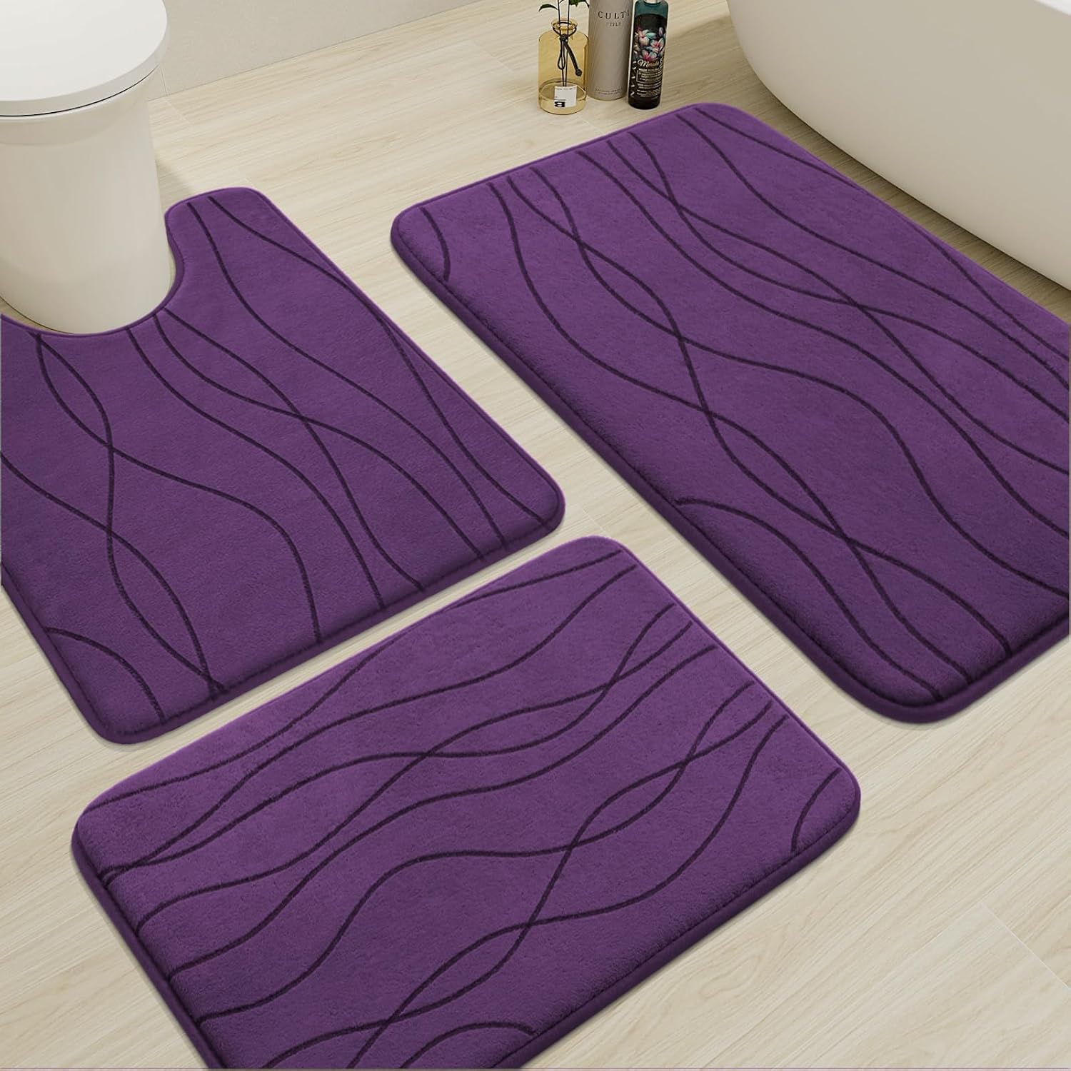 YIHOUSE 5-Piece Memory Foam Bathroom Rug Set – Ultra-Soft, Absorbent & Non-Slip Bath Mats