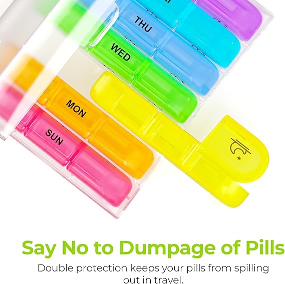 AUVON Weekly Pill Organizer – 3 Times a Day Large 7-Day Pill Box with Separate Containers for Morning, Noon & Evening