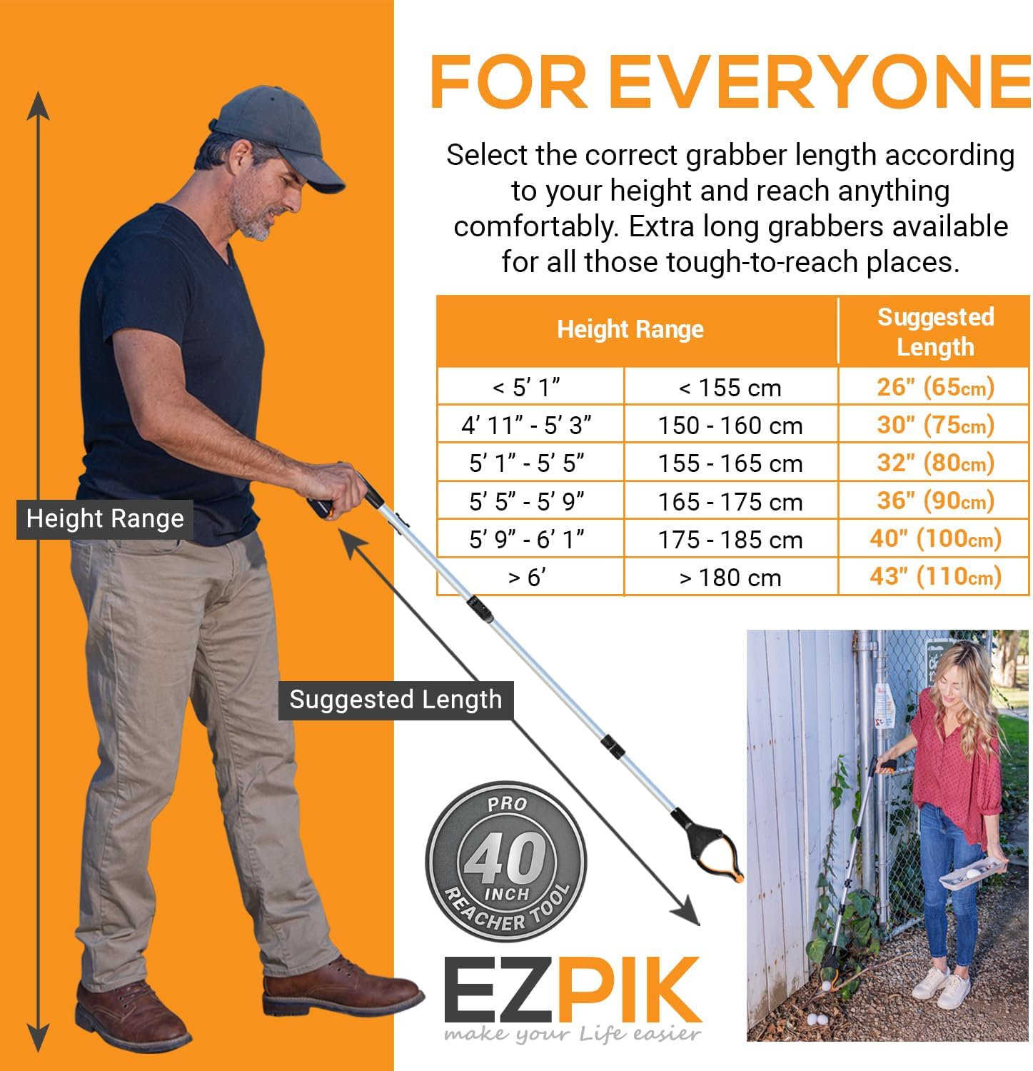 EZPIK Pro 43" Foldable Grabber Reacher Tool