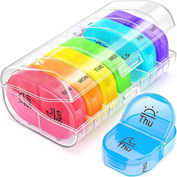 AUVON Weekly Pill Organizer AM/PM – Portable 2-Times-a-Day Medicine Box with 7 Daily Removable Cases