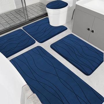 YIHOUSE 5-Piece Memory Foam Bathroom Rug Set – Ultra-Soft, Absorbent & Non-Slip Bath Mats
