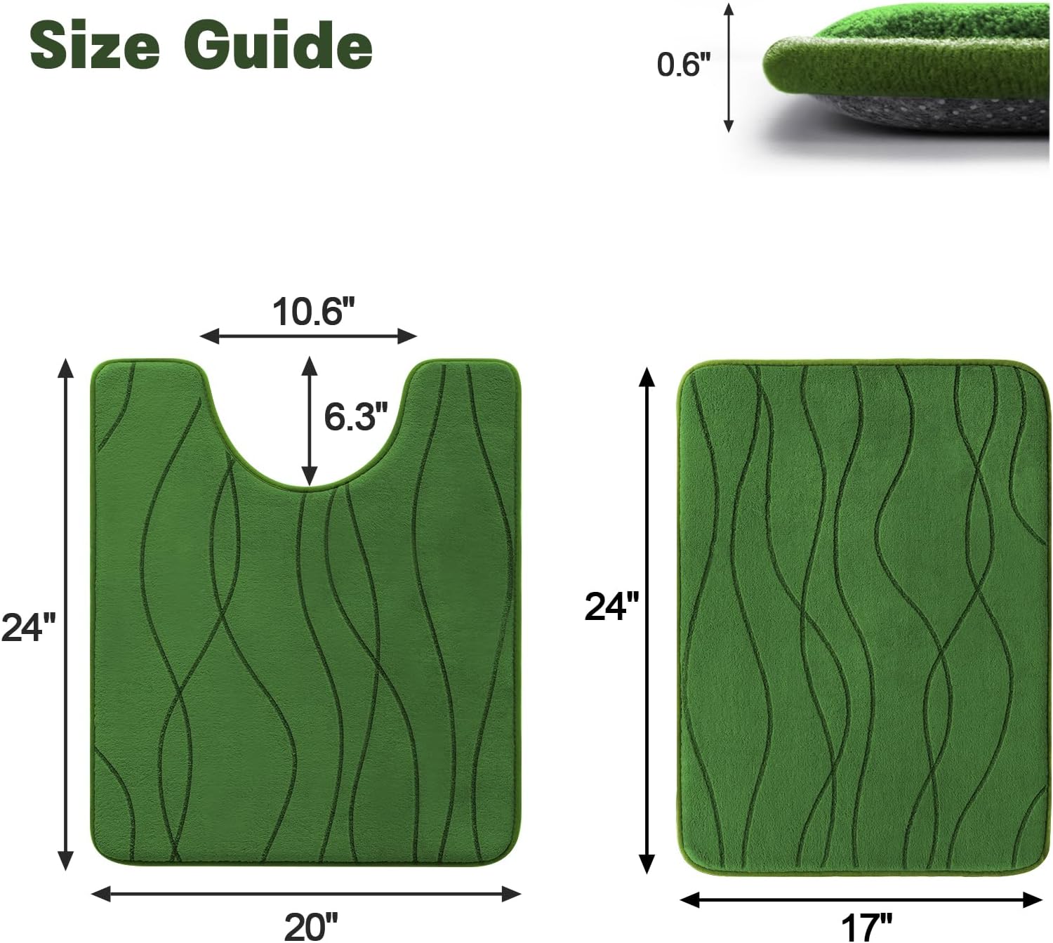 YIHOUSE 5-Piece Memory Foam Bathroom Rug Set – Ultra-Soft, Absorbent & Non-Slip Bath Mats