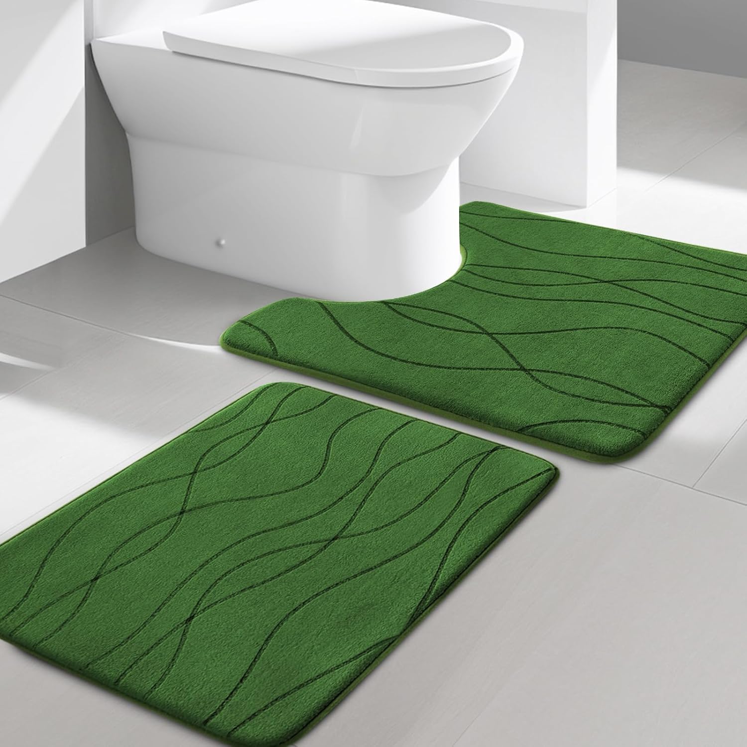 YIHOUSE 5-Piece Memory Foam Bathroom Rug Set – Ultra-Soft, Absorbent & Non-Slip Bath Mats