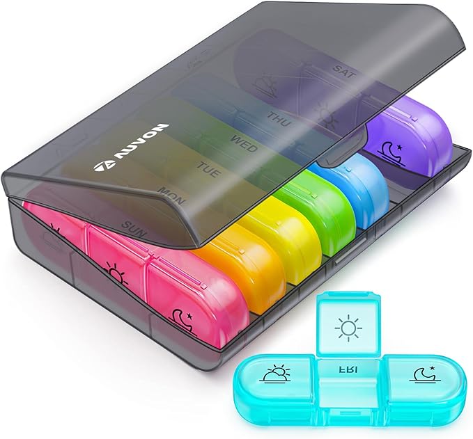 AUVON Weekly Pill Organizer – 3 Times a Day Large 7-Day Pill Box with Separate Containers for Morning, Noon & Evening