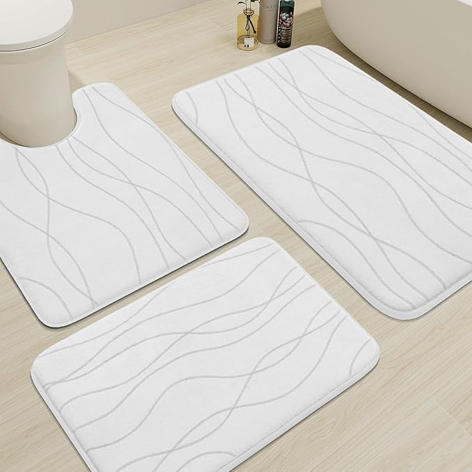 YIHOUSE 5-Piece Memory Foam Bathroom Rug Set – Ultra-Soft, Absorbent & Non-Slip Bath Mats