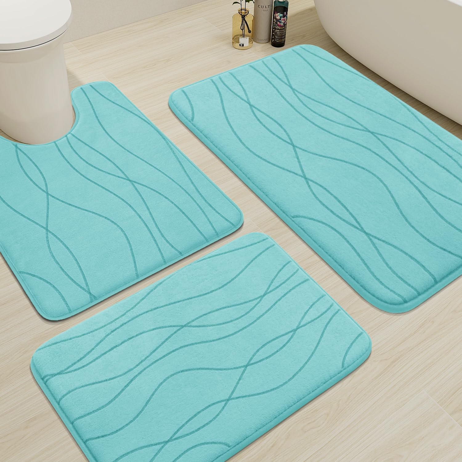 YIHOUSE 5-Piece Memory Foam Bathroom Rug Set – Ultra-Soft, Absorbent & Non-Slip Bath Mats