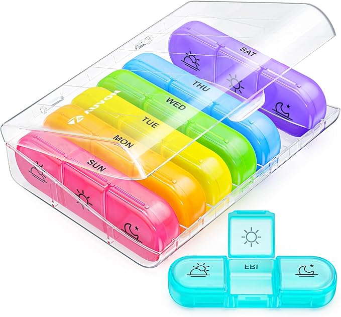 AUVON Weekly Pill Organizer – 3 Times a Day Large 7-Day Pill Box with Separate Containers for Morning, Noon & Evening