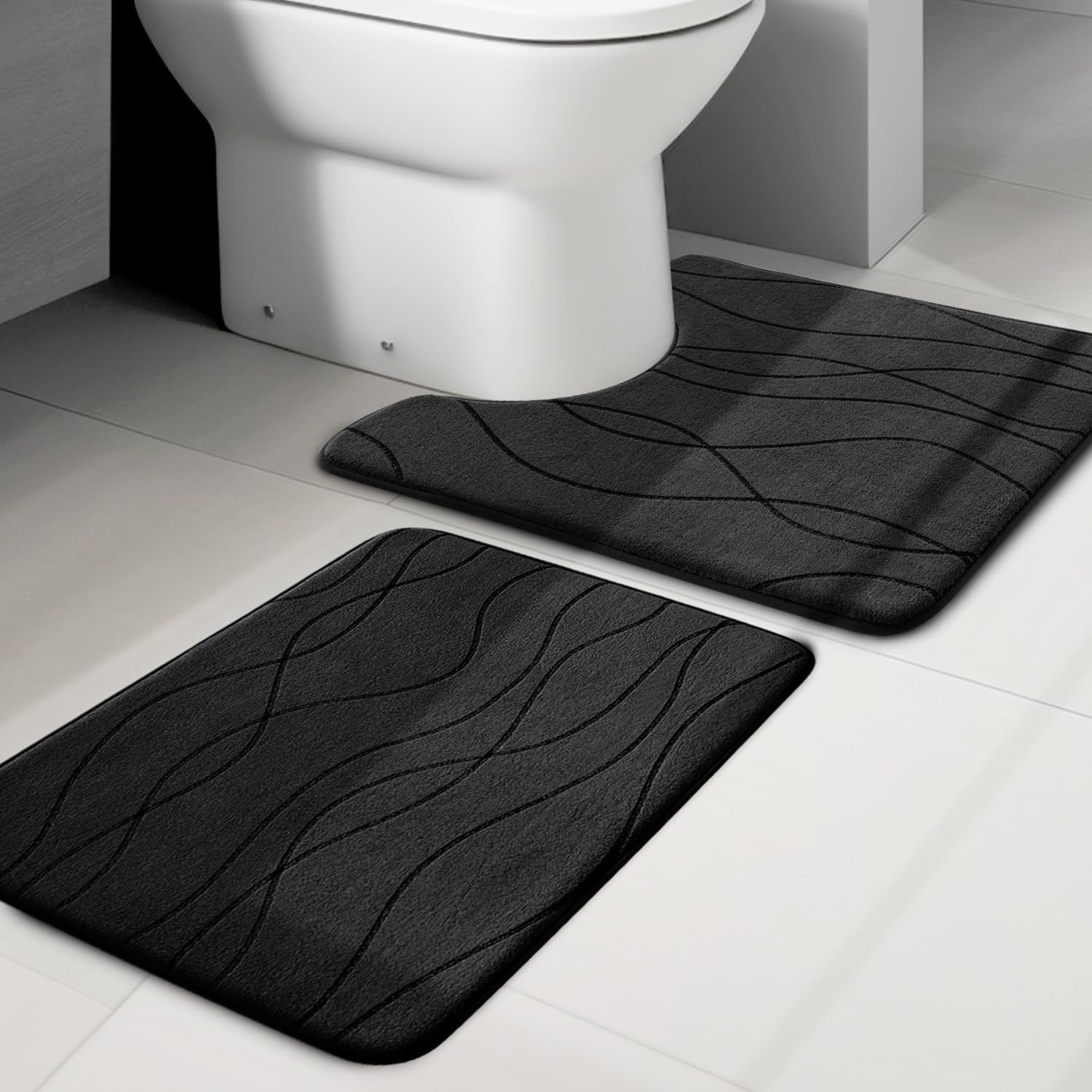 YIHOUSE 5-Piece Memory Foam Bathroom Rug Set – Ultra-Soft, Absorbent & Non-Slip Bath Mats