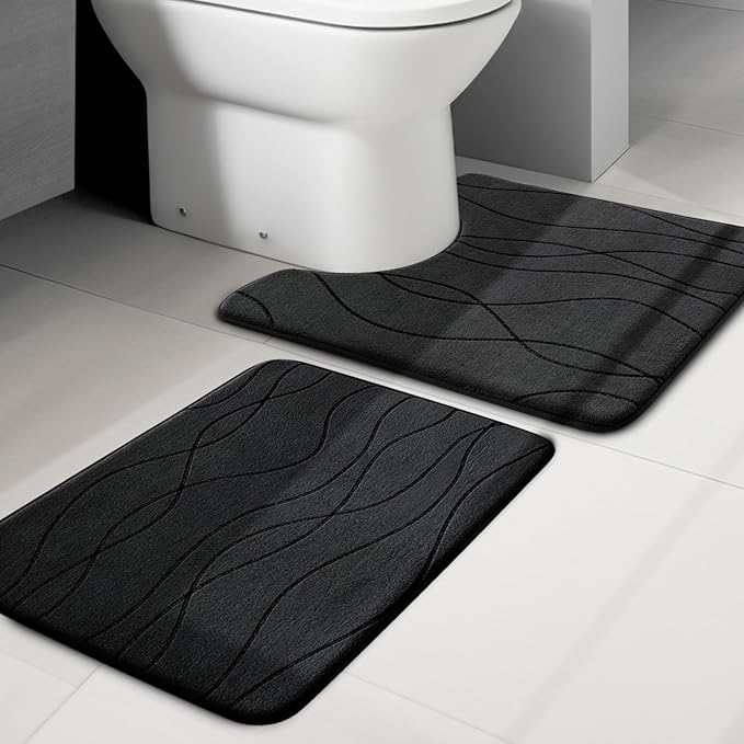 YIHOUSE 5-Piece Memory Foam Bathroom Rug Set – Ultra-Soft, Absorbent & Non-Slip Bath Mats