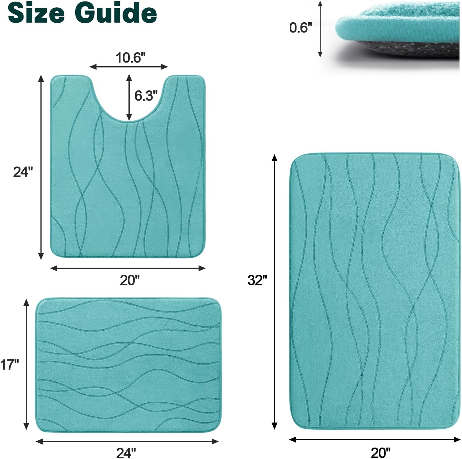 YIHOUSE 5-Piece Memory Foam Bathroom Rug Set – Ultra-Soft, Absorbent & Non-Slip Bath Mats