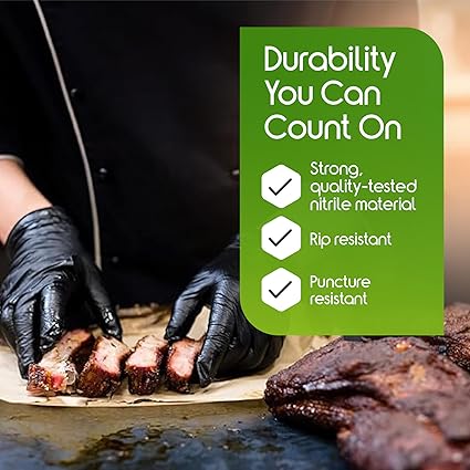 Inspire Black Nitrile Gloves – Heavy Duty 6 Mil, Chemical Resistant, Disposable, 100 Count