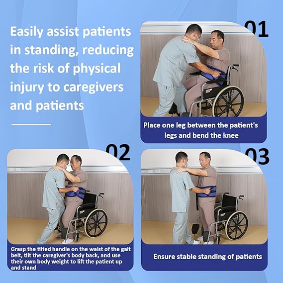 Ehucon Gait Belt for Seniors – 7 Padded Handles, Quick-Release Buckle, Lift Assist Safety Strap (Extra Large)