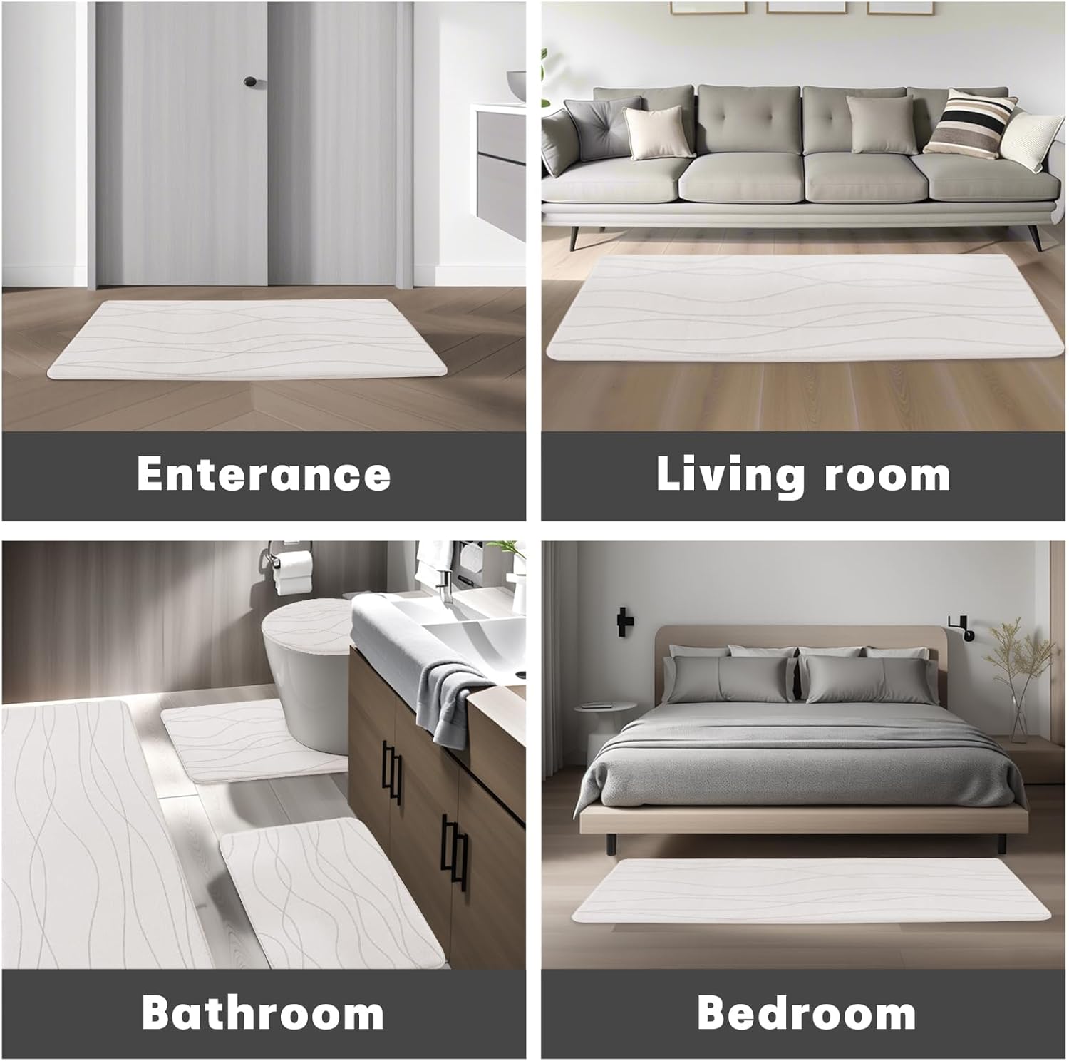 YIHOUSE 5-Piece Memory Foam Bathroom Rug Set – Ultra-Soft, Absorbent & Non-Slip Bath Mats