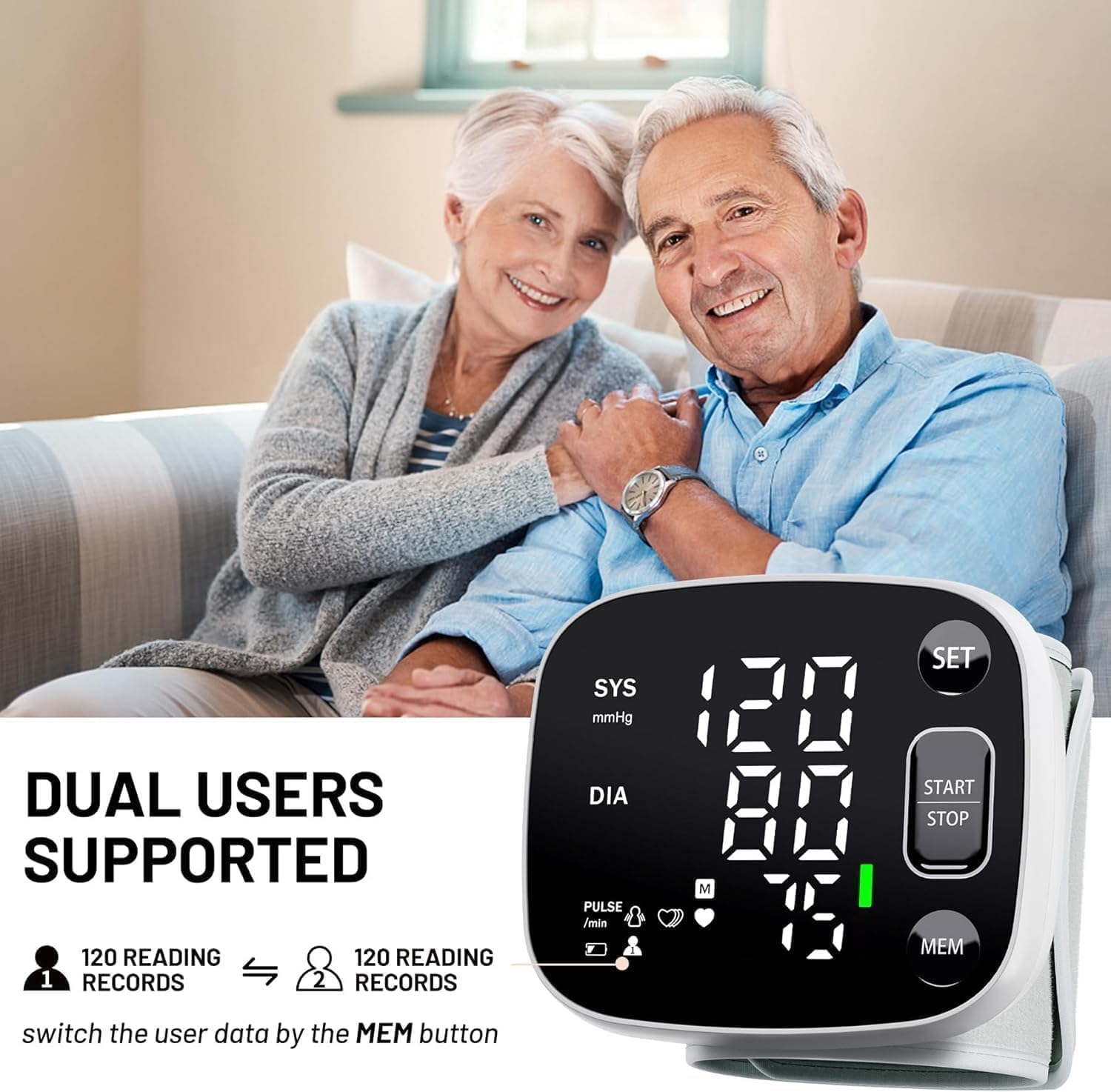 Oklar Rechargeable Wrist Blood Pressure Monitor – Dual User, LED Display, Voice Broadcast