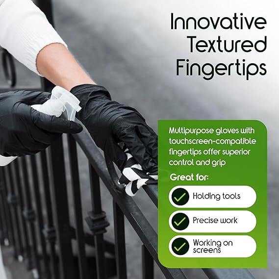Inspire Black Nitrile Gloves – Heavy Duty 6 Mil, Chemical Resistant, Disposable, 100 Count