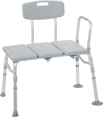 Drive Medical Tub Transfer Bench – Adjustable Shower Chair with Backrest for Elderly & Seniors (400 lbs)
