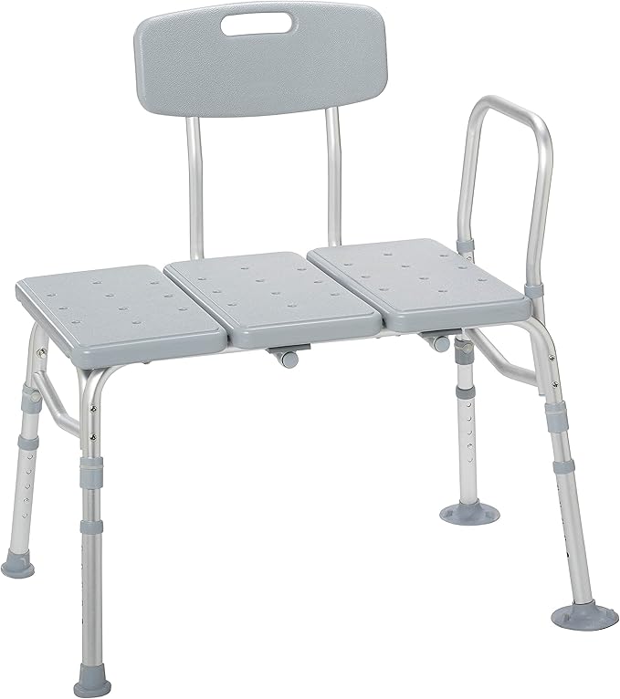 Drive Medical Tub Transfer Bench – Adjustable Shower Chair with Backrest for Elderly & Seniors (400 lbs)