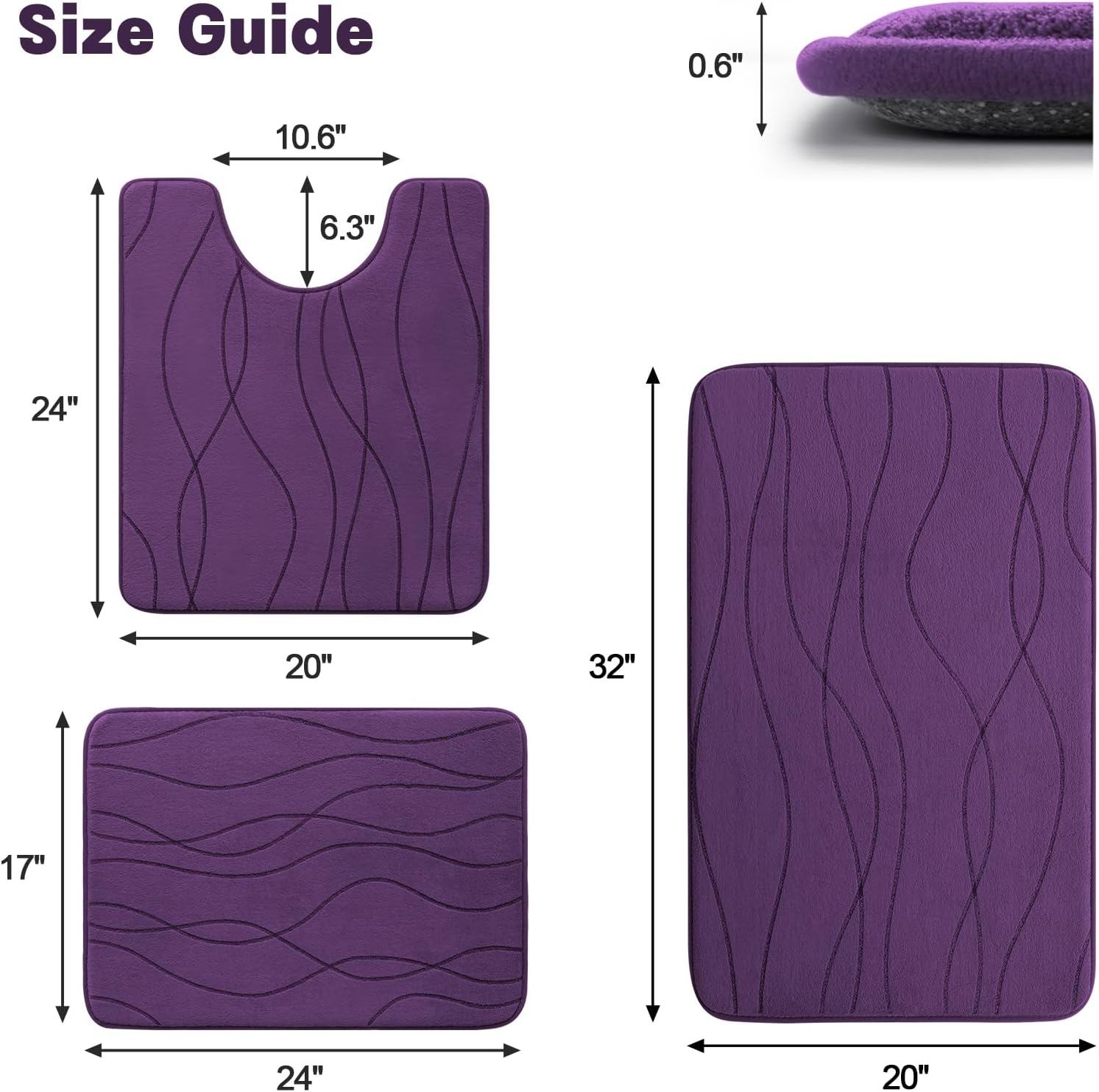 YIHOUSE 5-Piece Memory Foam Bathroom Rug Set – Ultra-Soft, Absorbent & Non-Slip Bath Mats