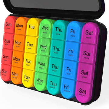 Daviky Pill Organizer – 4 Times a Day Large 7-Day Medicine Case with Removable Containers